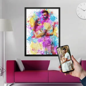 cadre photo couple style splash coloré
