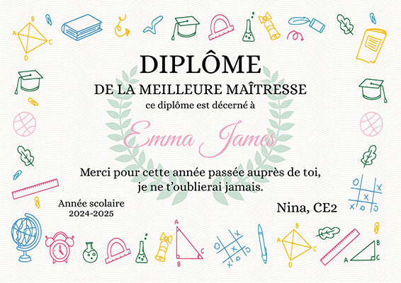 remerciement maitresse
